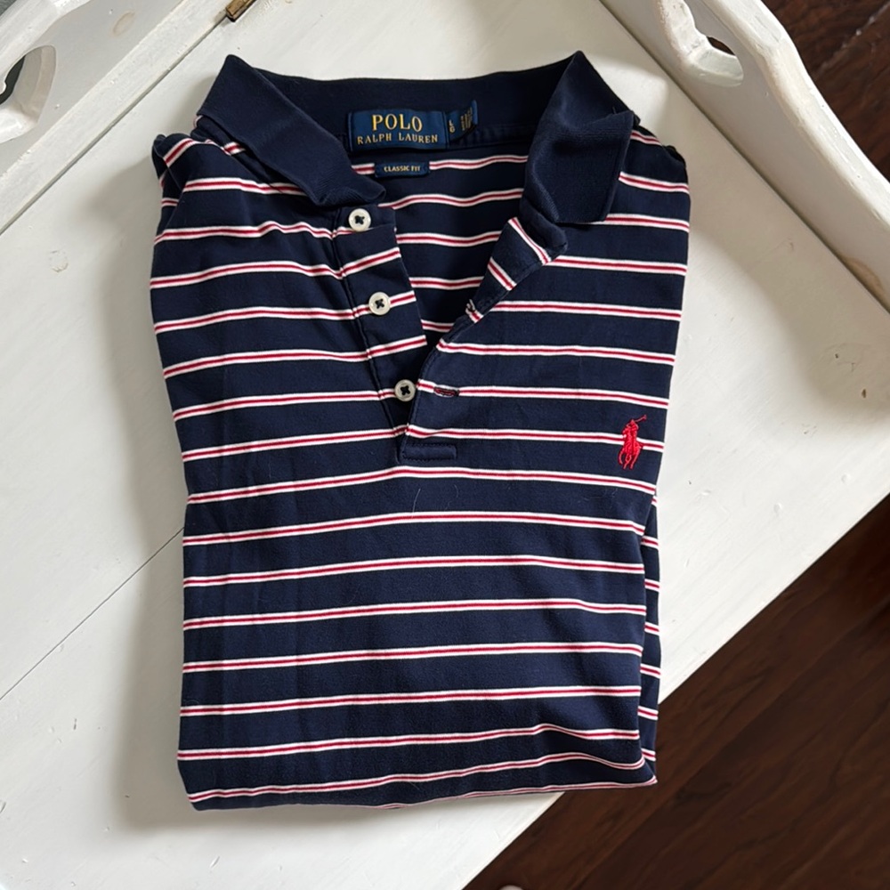 Polo Ralph Lauren Navy and White Striped Polo Shirt